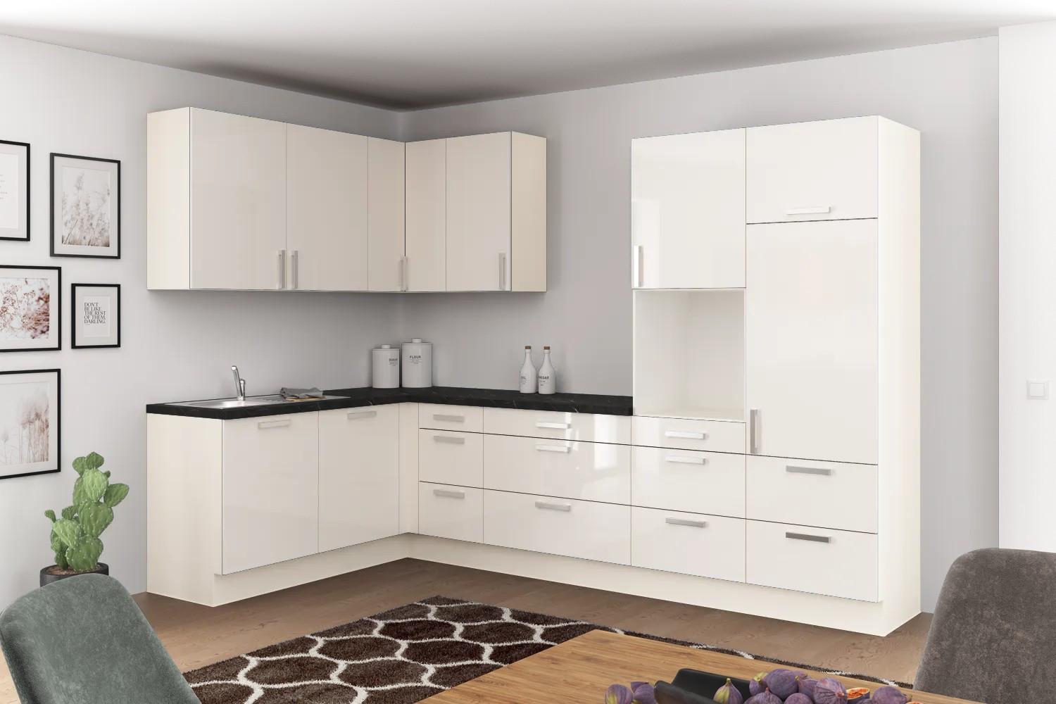 Eckküche Ip4050 Ohne Geräte 185x320 Cm Magnolie