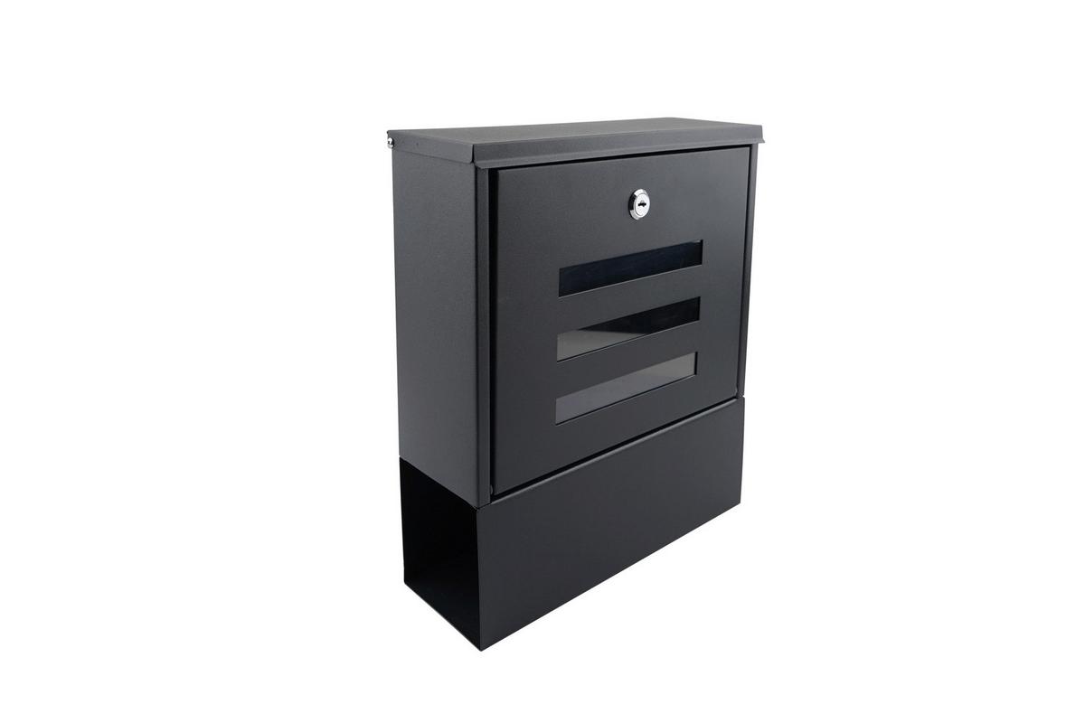 Briefkasten Anthrazit Rohan Mit Sichtfenster - Anthrazit, Design, Metall (30/33/9,5cm) - Homezone