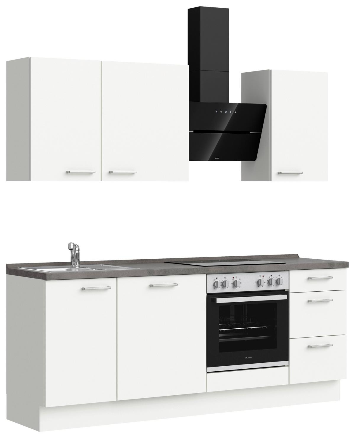 KÜCHENLEERBLOCK TOUCH HIGH - LINE, H5 RECHTS - Weiß/Grau, MODERN, Holzwerkstoff (210cm) - Nobilia