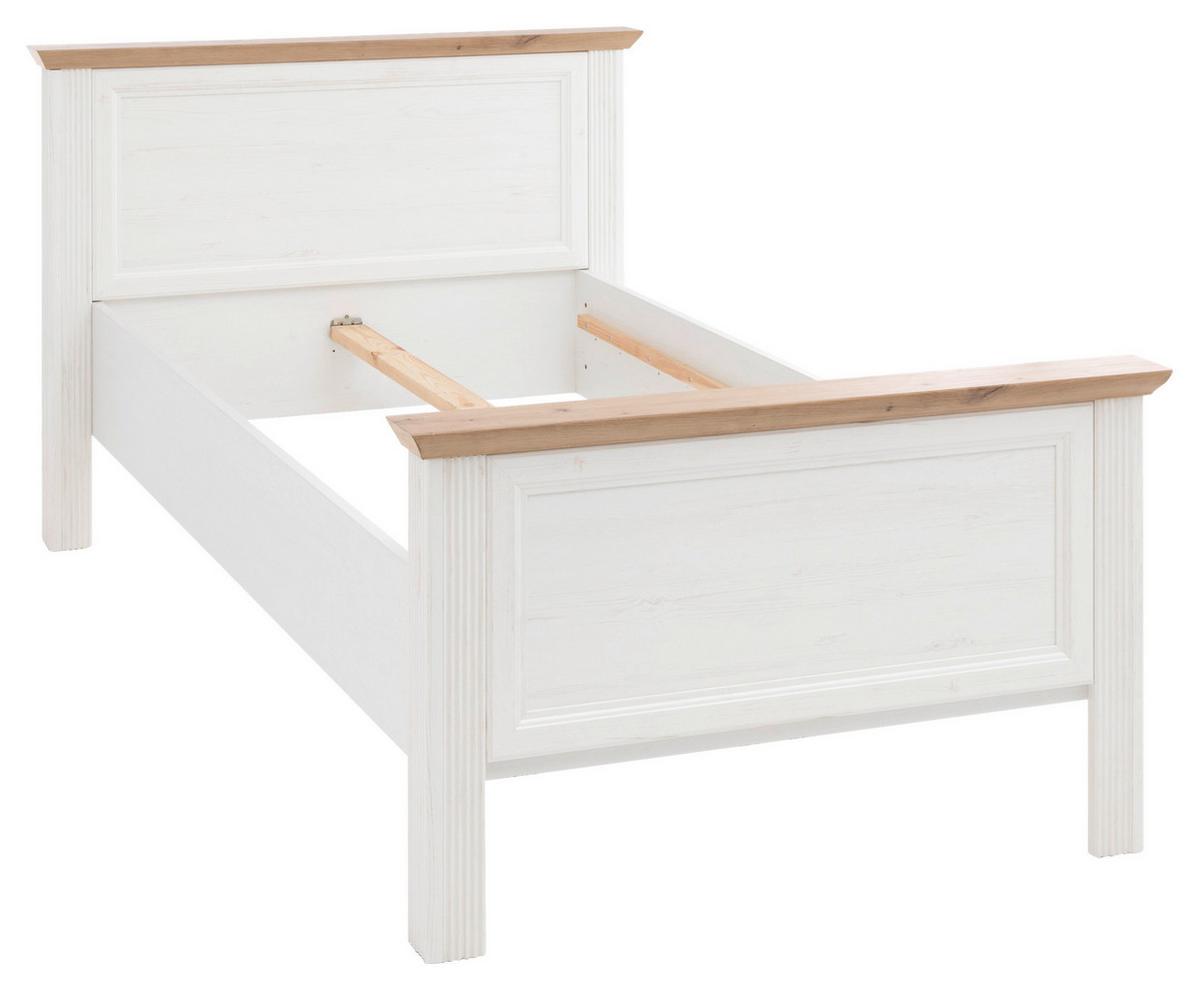 Bett Landhaus-stil 100x200 Jasmin Ii Weiß/eiche Artisan - Schwarz/Weiß, LIFESTYLE, Holzwerkstoff (100/200cm)