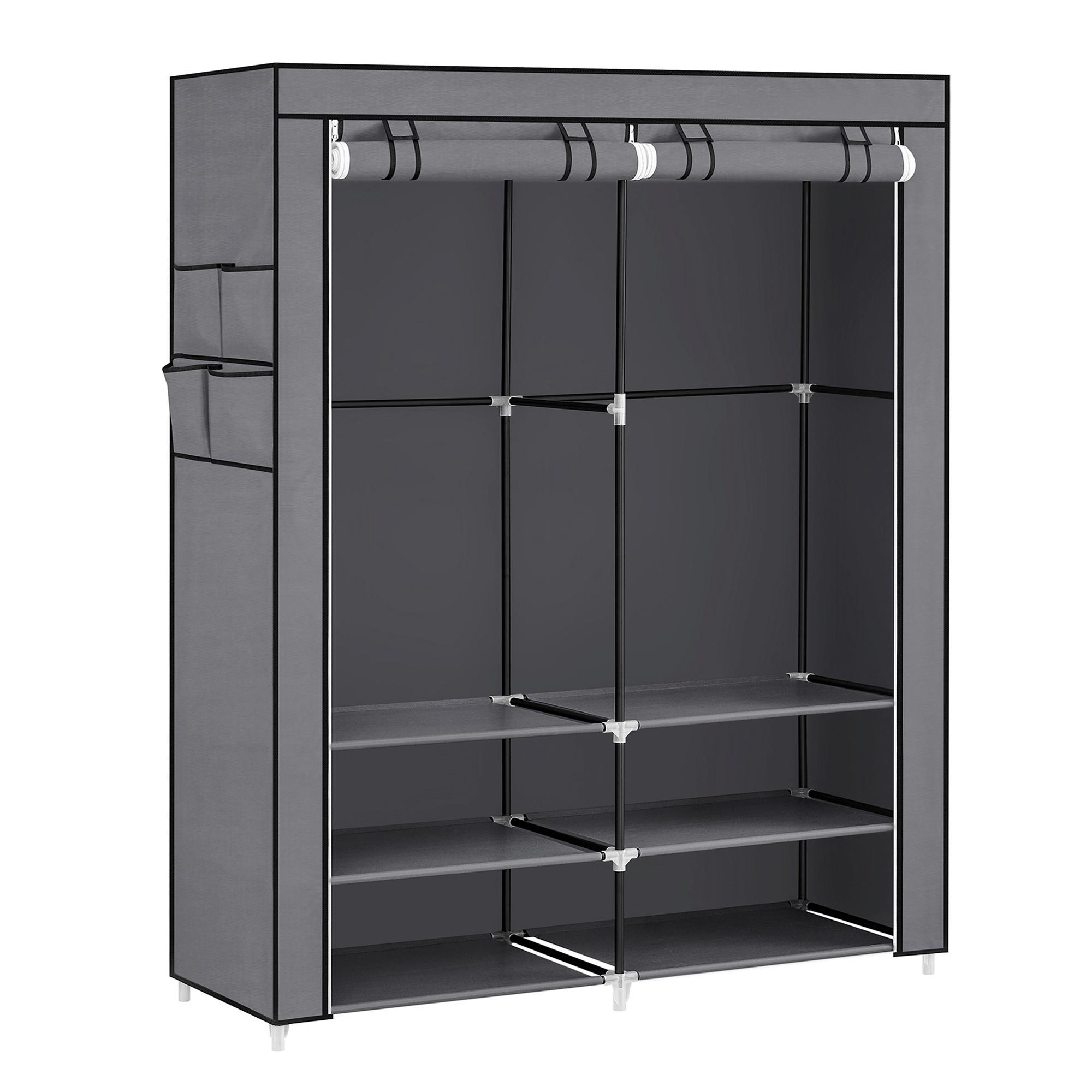 STOFFSCHRANK Dunkelgrau B: 127cm - Dunkelgrau, Basics, Textil/Metall (127/176/45cm)