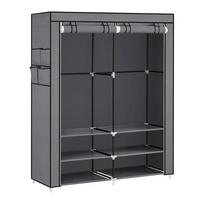 STOFFSCHRANK Dunkelgrau B: 127cm - Dunkelgrau, Basics, Textil/Metall (127/176/45cm)