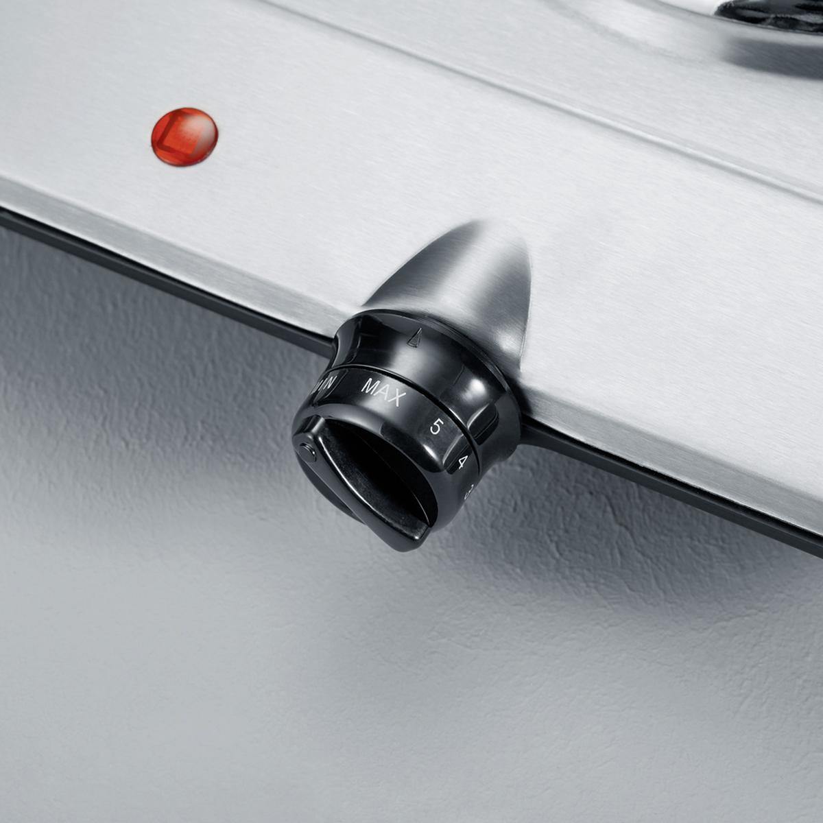 Doppel-Kochplatte Elektro-Edelstahl 2.500 W - Edelstahlfarben, MODERN, Metall (46/29/7,7cm)