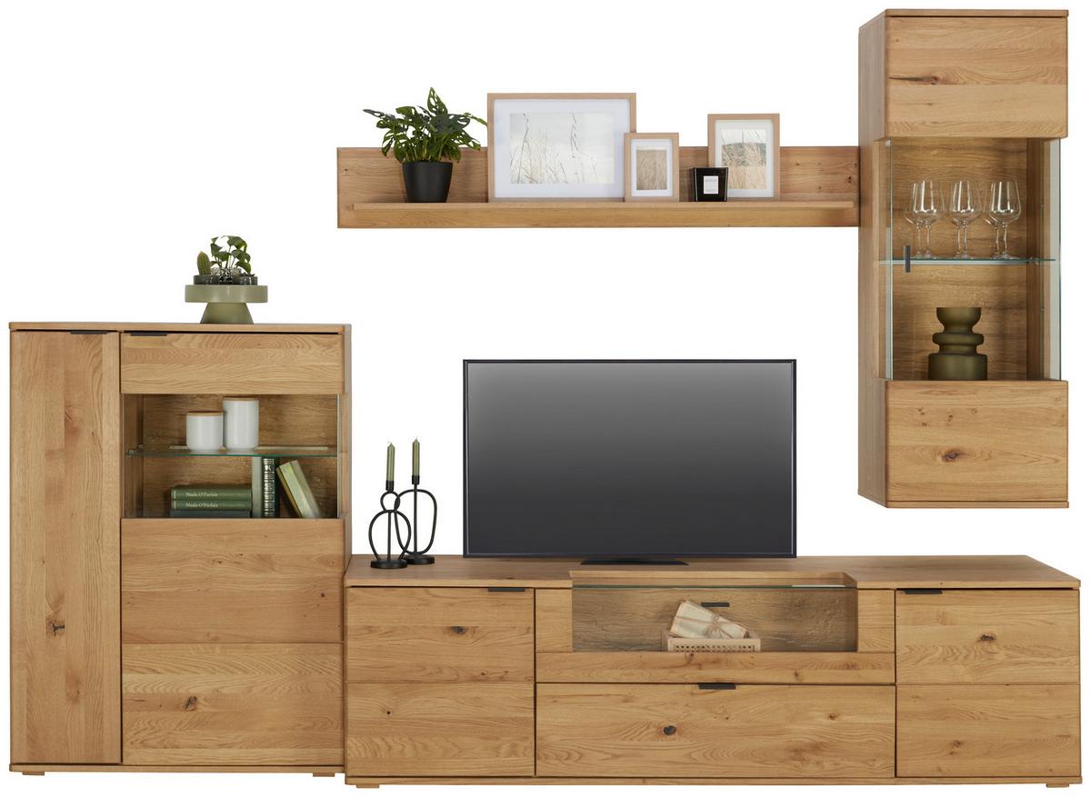 Závěsná vitrína divoký dub - šedá/divoký dub, Moderní, kov/dřevo (50/138/37cm) - Premium Living