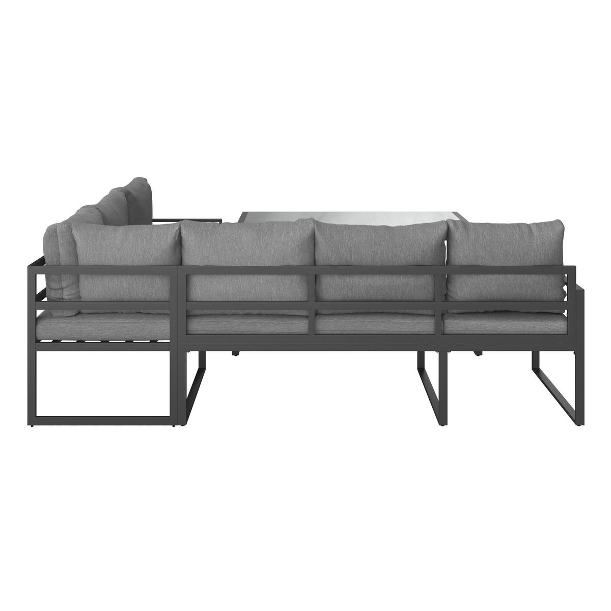Lounge-garnitúra Leon - szürke, Modern, Üveg/fém (239/176cm) - Beldano