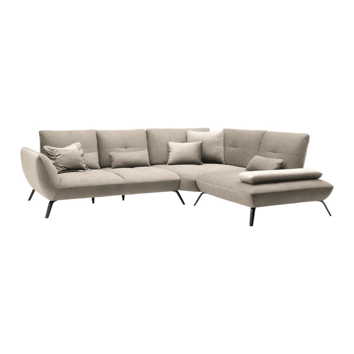 Rohová sedačka TRENDY, pravá, écru - čierna/écru, Modern, kov/kompozitné drevo (310/93/250cm) - Premium Living