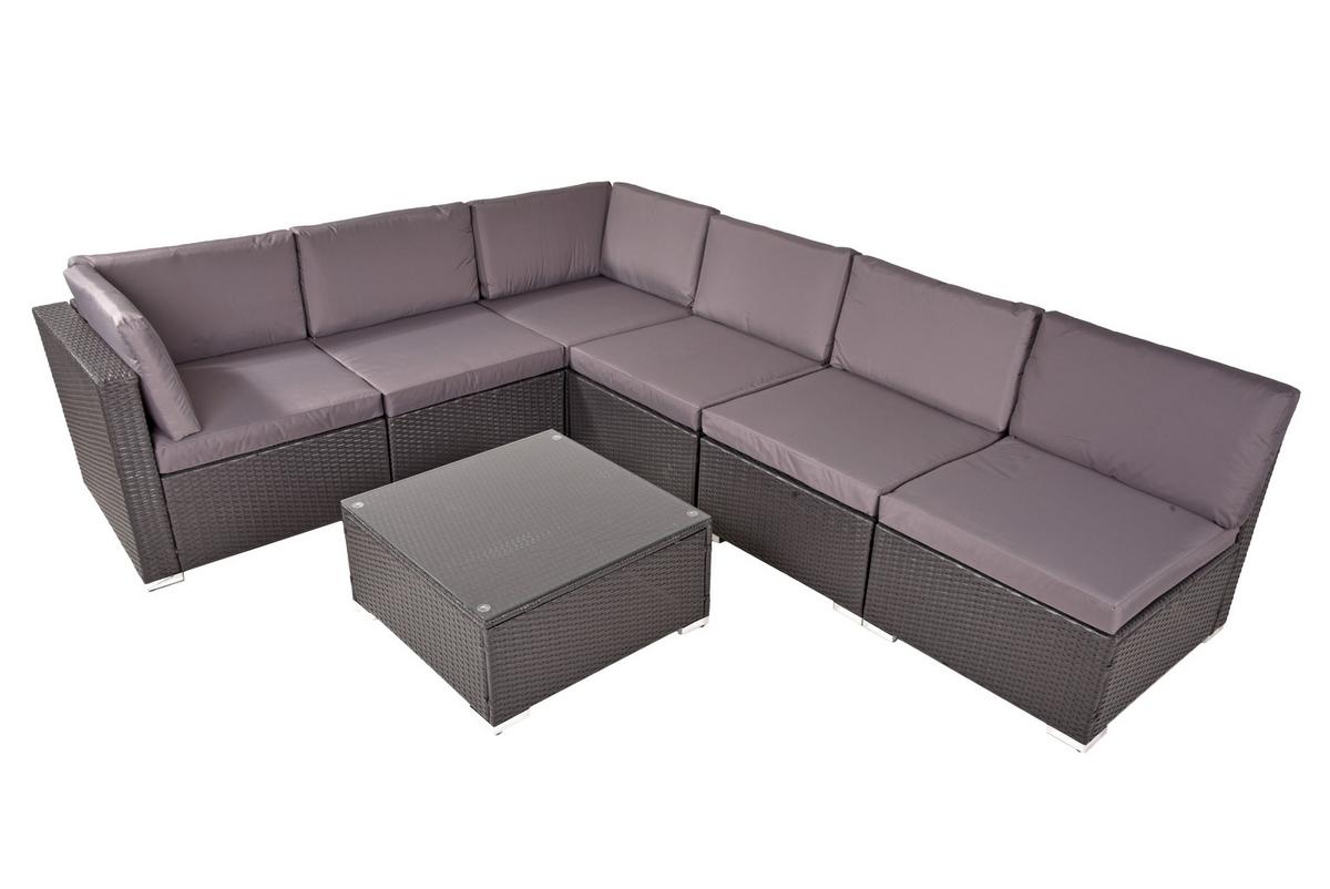 Loungegarnitur Sansibar - Silberfarben/Schwarz, Basics, Glas/Kunststoff (265/218/75cm) - Gardenson