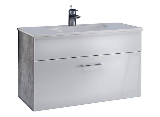 Waschbecken mit Unterschrank Splash B: 80cm Weiß + Hellgrau - Hellgrau/Weiß, Design, Holzwerkstoff/Stein (80/50/46cm) Waschbecken mit Unterschrank Splash B: 80cm Weiß + Hellgrau - Hellgrau/Weiß, Design, Holzwerkstoff/Stein (80/50/46cm)