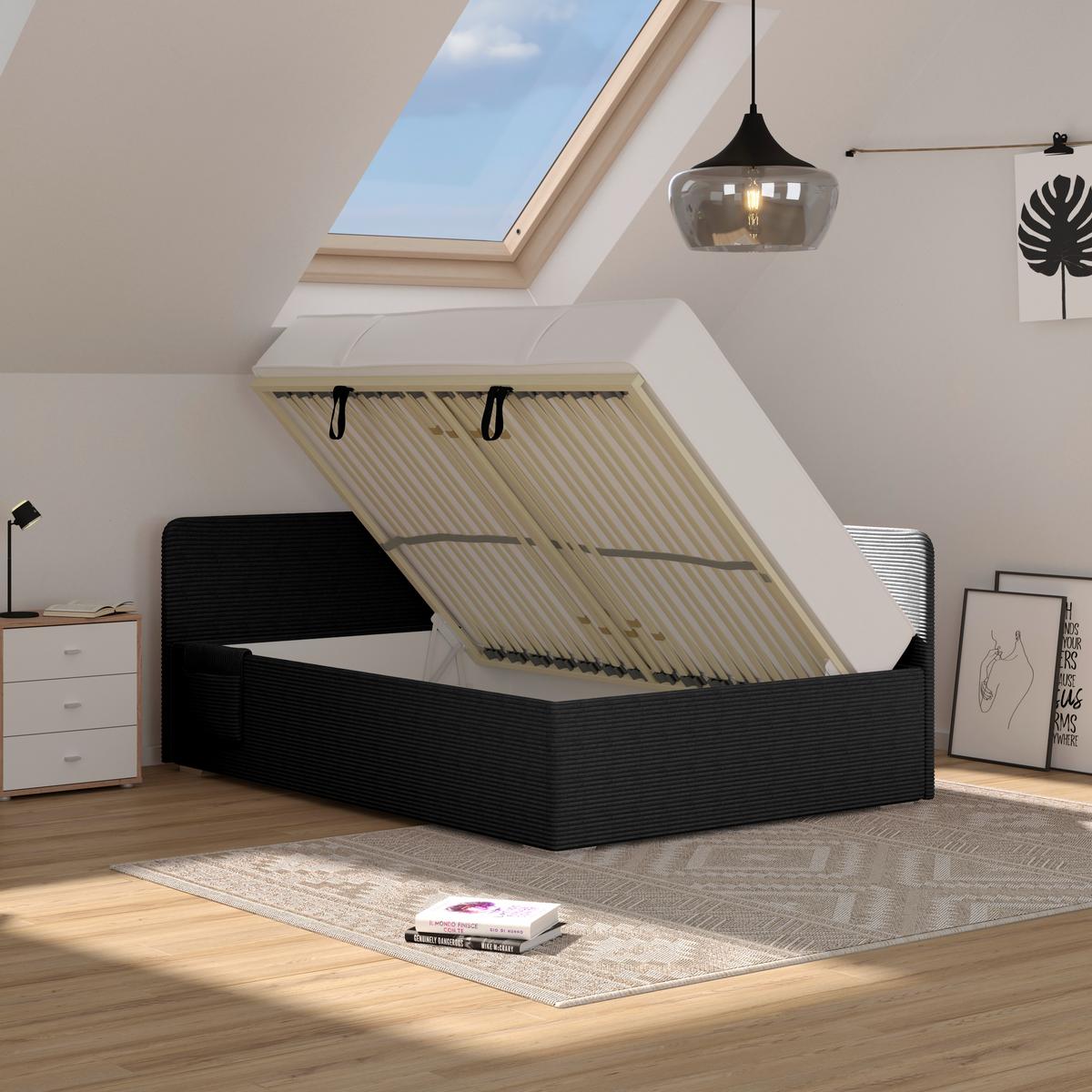 Polsterbett Remi - Chromfarben/Silberfarben, MODERN, Holz/Textil (140/200cm)