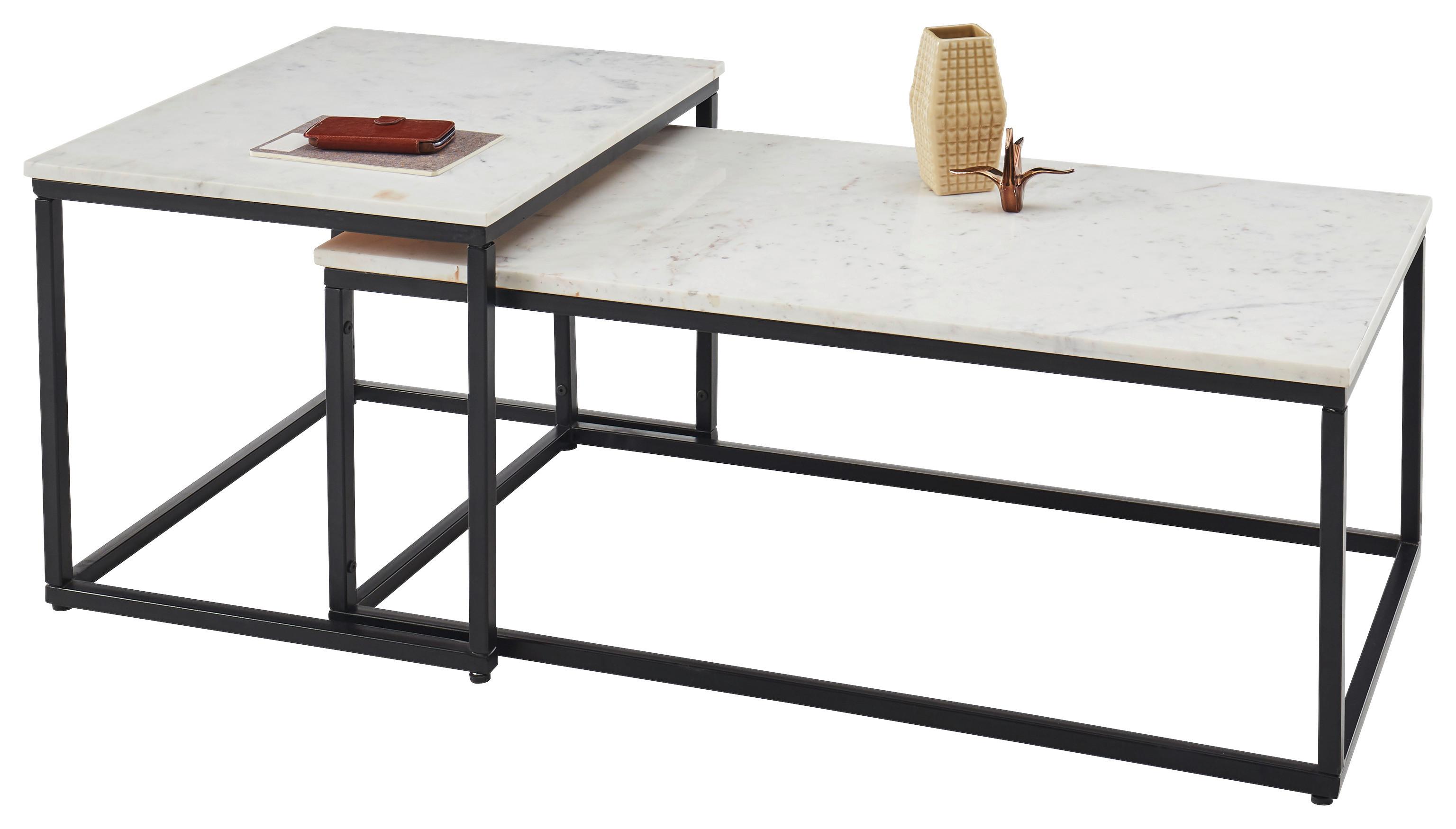 KONFERENČNÍ STOLEK KENO - bílá/černá, Lifestyle, kov/kámen (100/35/50cm)