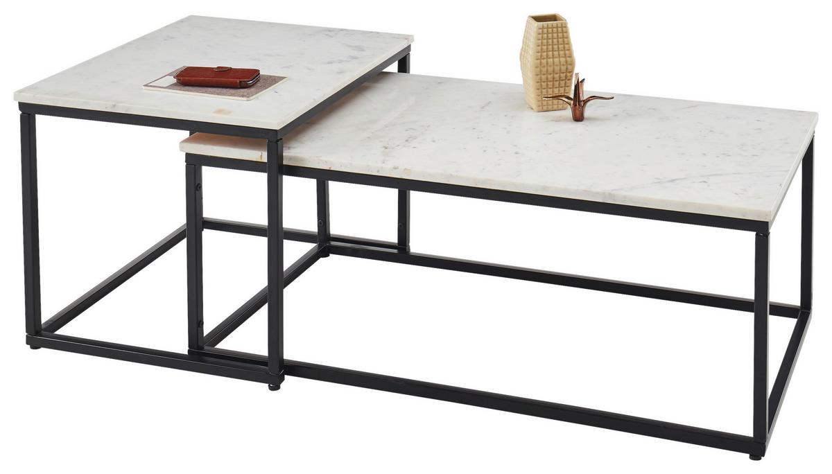 KONFERENČNÍ STOLEK KENO - bílá/černá, Lifestyle, kov/kámen (100/35/50cm)