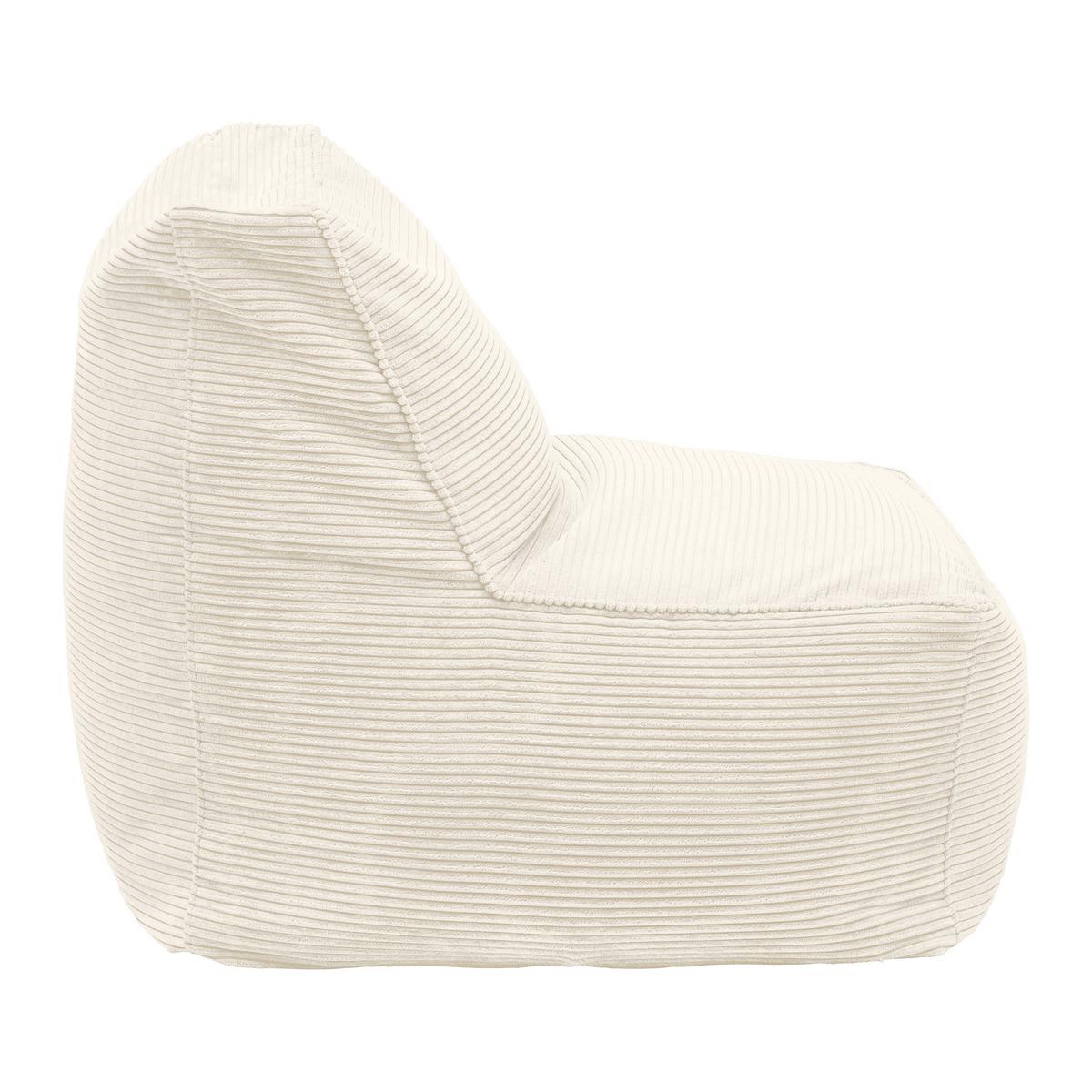 Sedací vak CAROLINE, bílý manšestr, max. 90 kg - bílá, Moderní, textil (75/84/88cm) - Mömax