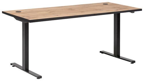 Schreibtisch B 160 H 70-120 cm Serie 2000 Eiche Dekor - Eichefarben/Schwarz, KONVENTIONELL, Holzwerkstoff/Metall (160/75/70,5-117cm) - MID.YOU