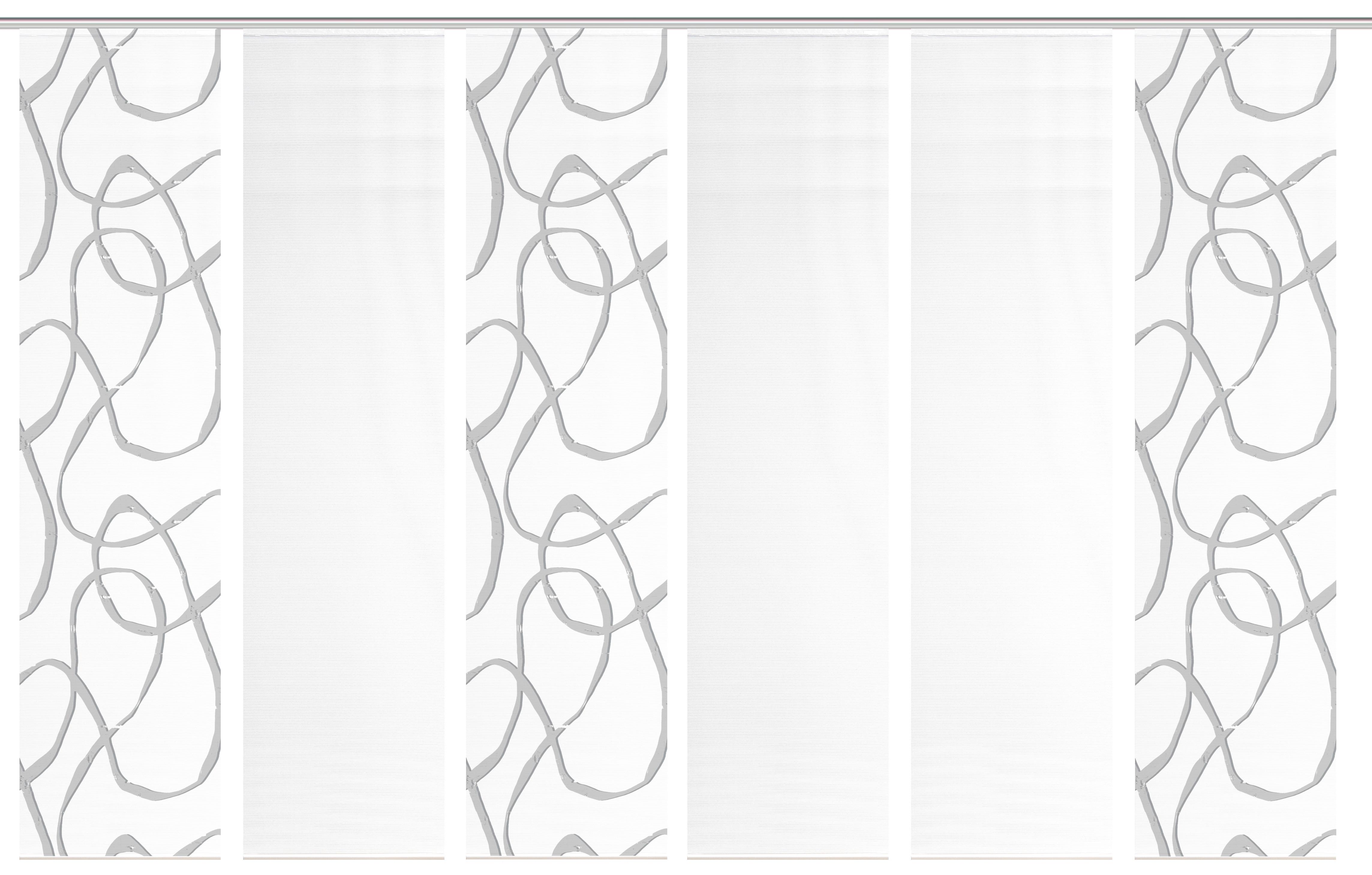 Flächenvorhang Ophelia 6er Set - Grau Hochglanz/Weiß, KONVENTIONELL, Textil (60/260cm)