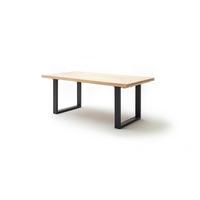 Ausziehtisch Dayton 220 Az 220-320x77x100 Cm Eiche Bianco - Eiche Bianco/Schwarz, Trend, Holz/Metall (220-320/77/100cm)