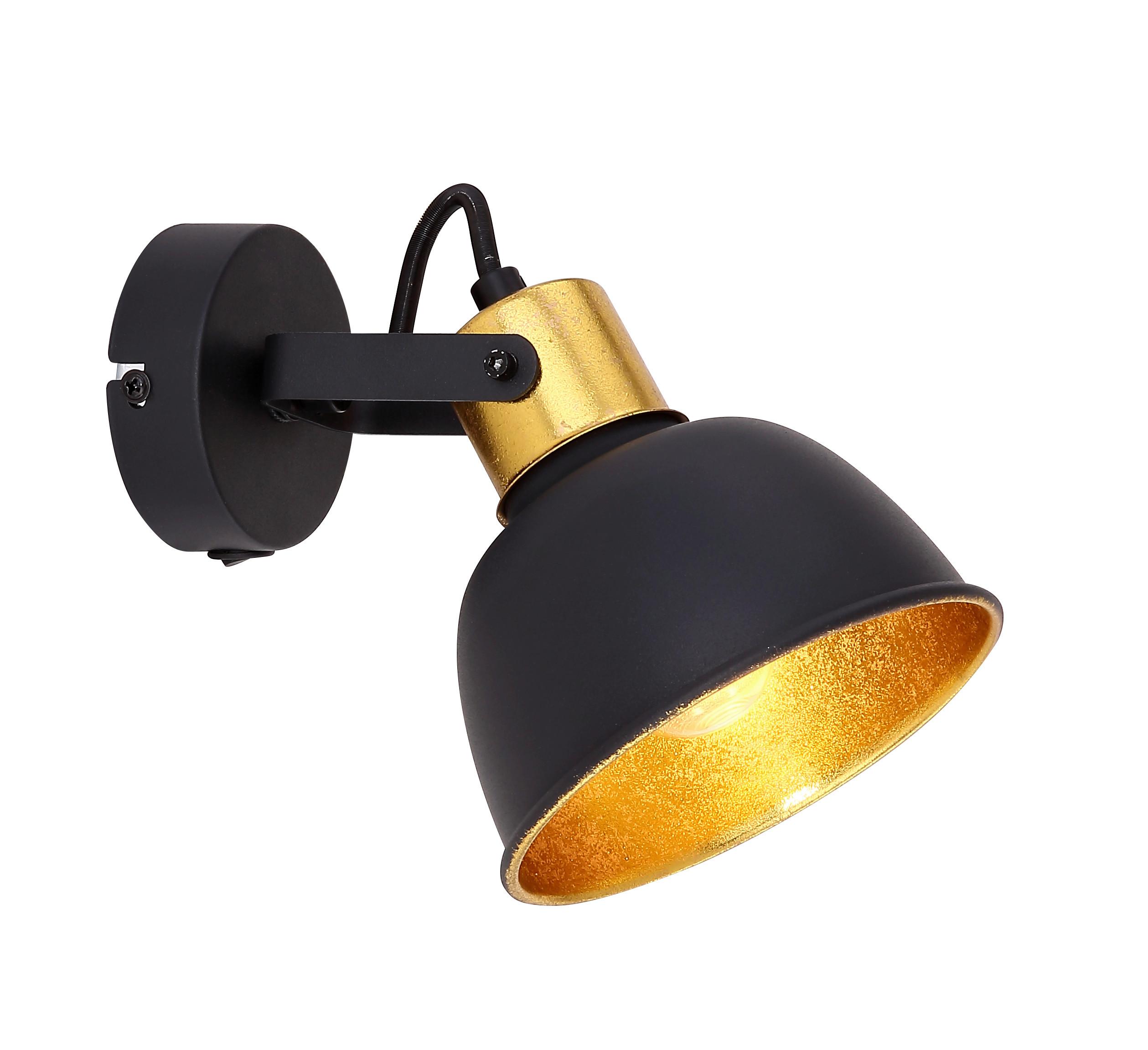 Strahler 1-Flammig verstellbar L: 13 cm - Goldfarben/Schwarz, LIFESTYLE, Metall (13/16/14cm) - Globo