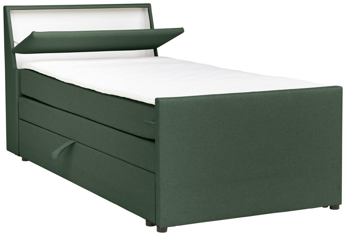 Boxspringbett Mit Bettkasten Nida 120x200 Cm Grün - Schwarz/Grün, MODERN, Holz/Textil (120/200cm) - MID.YOU