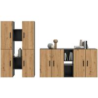 Wohnwand, The One 5, B: 270 cm Artisan Eiche Dekor/Grau - Schwarz/Eiche Artisan, Trend, Holzwerkstoff (270/182/34cm)