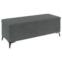 Lavica k posteli SANTI tmavosivá - čierna/tmavosivá, Modern, kov/kompozitné drevo (144/56/54cm)