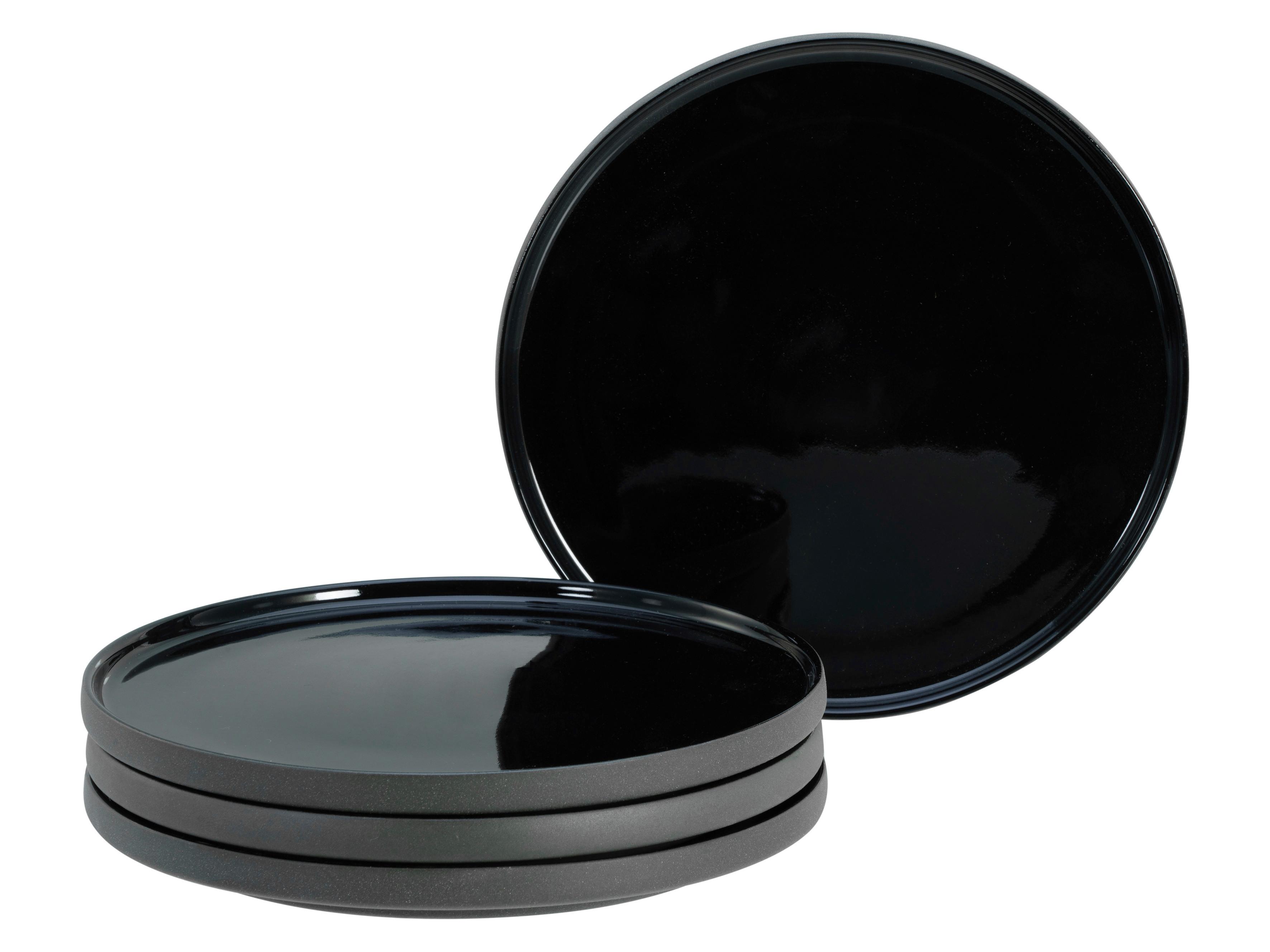 Desserttellerset Futuro Schwarz L: 21,5 cm - Schwarz, Basics, Keramik (21,5/21,55/13cm) - Creatable