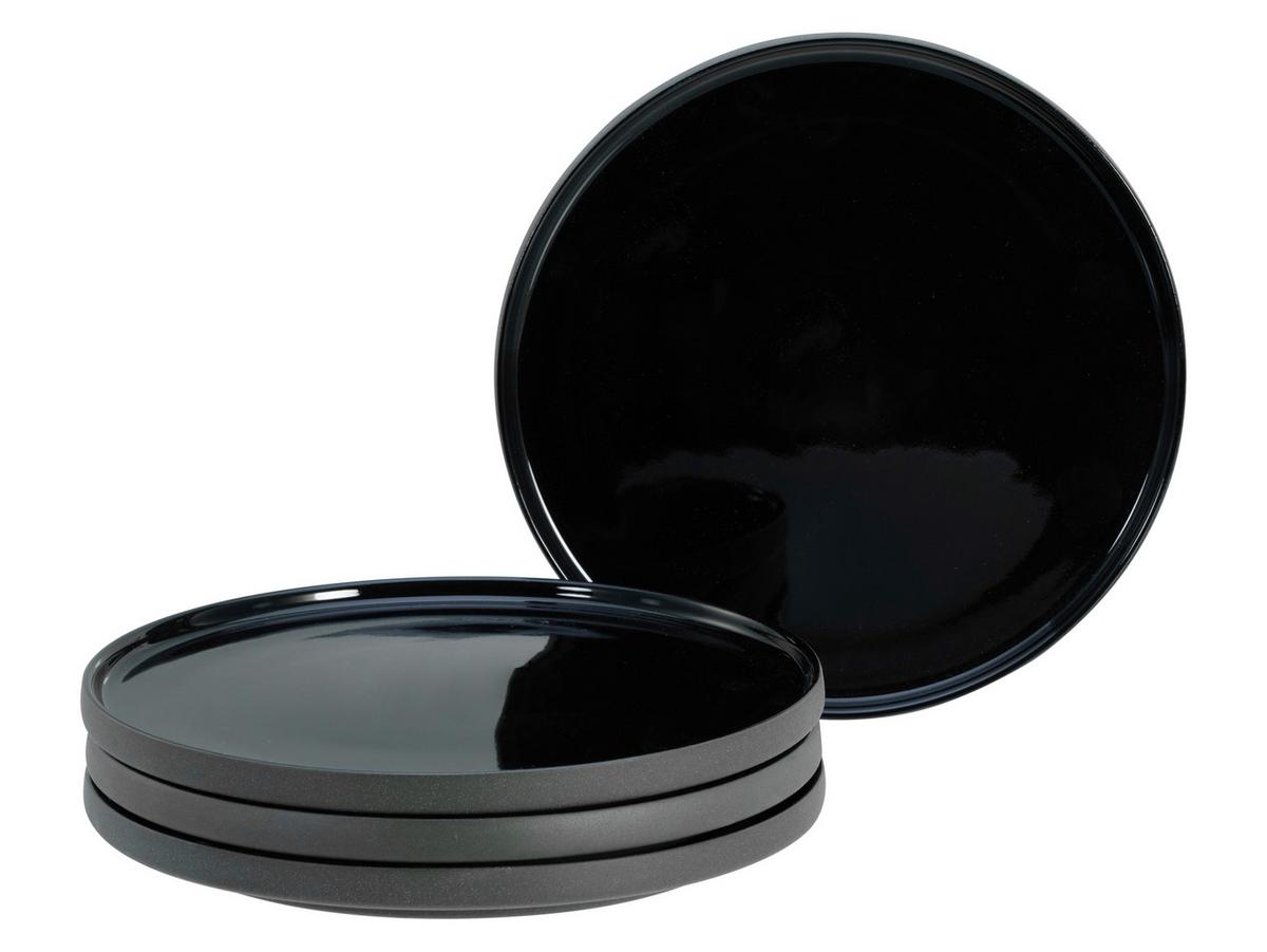 Desserttellerset Futuro Schwarz L: 21,5 Cm - Schwarz, Basics, Keramik (20cm) - Creatable