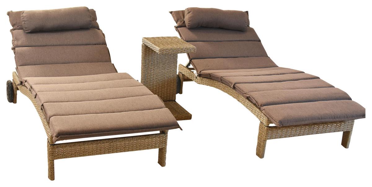 Gartenliege Andalusia - Beige/Braun, MODERN, Textil/Metall (90/100/208cm) - Gardenson
