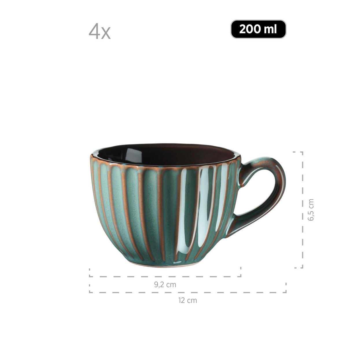 Frühstücksservice Confino Braun Petrol 12-Teilig - Petrol/Braun, Basics, Keramik - Mäser