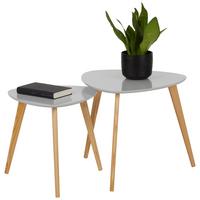 SADA PRÍRUČNÝCH STOLÍKOV CHRIS -SB- - prírodná farba/svetlosivá, Modern, drevo/kompozitné drevo (40-48/40-45/40-48cm) - Mömax