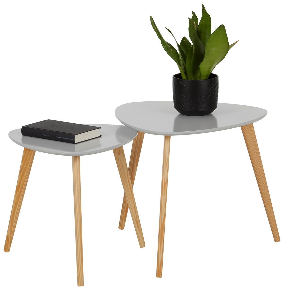 SADA PRÍRUČNÝCH STOLÍKOV CHRIS -SB- - prírodná farba/svetlosivá, Modern, drevo/kompozitné drevo (40-48/40-45/40-48cm) - Mömax