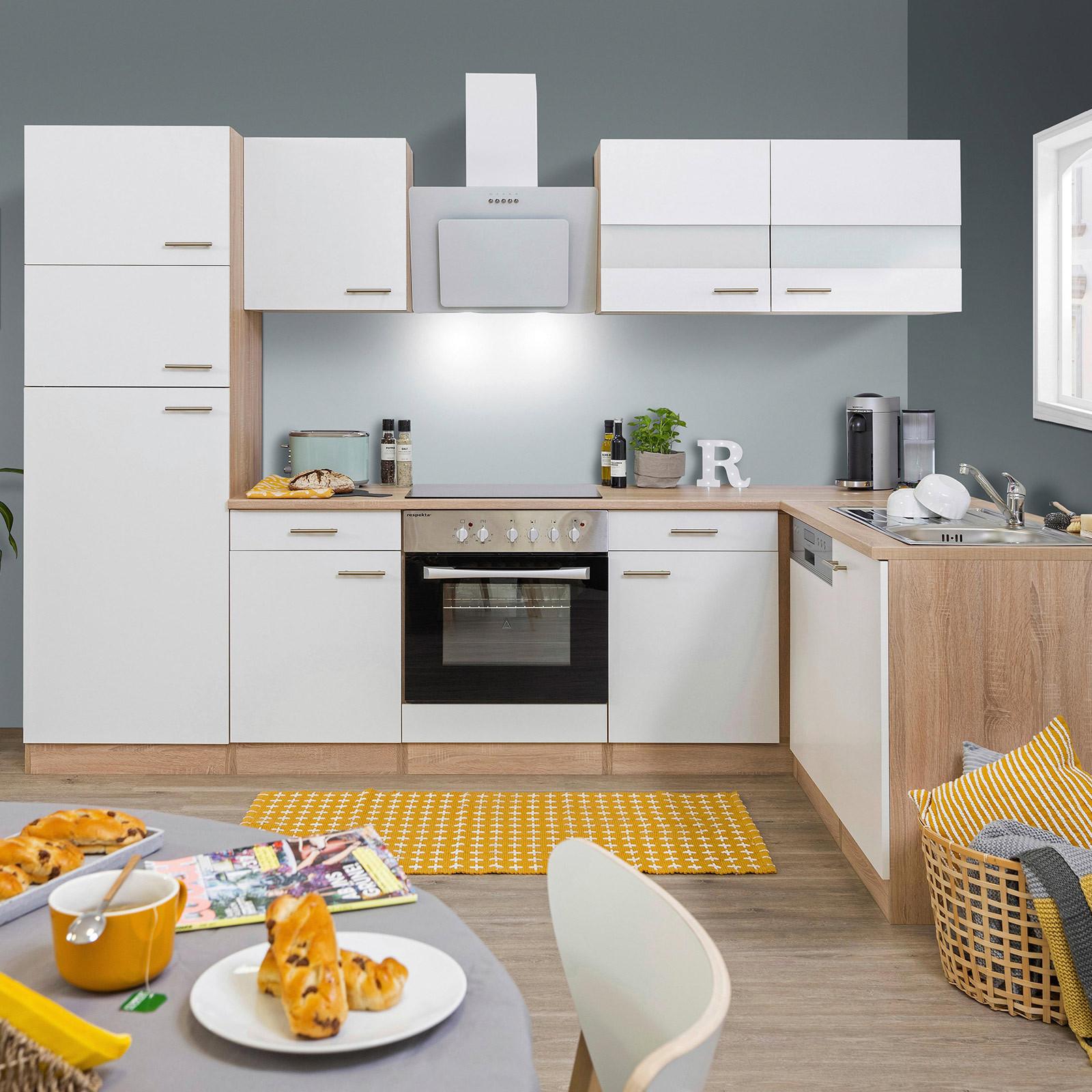 Eckküche 280x172 Cm Weiß/eiche Dekor Modern - Eichefarben/Weiß, Basics, Holzwerkstoff (280/172cm) - Respekta