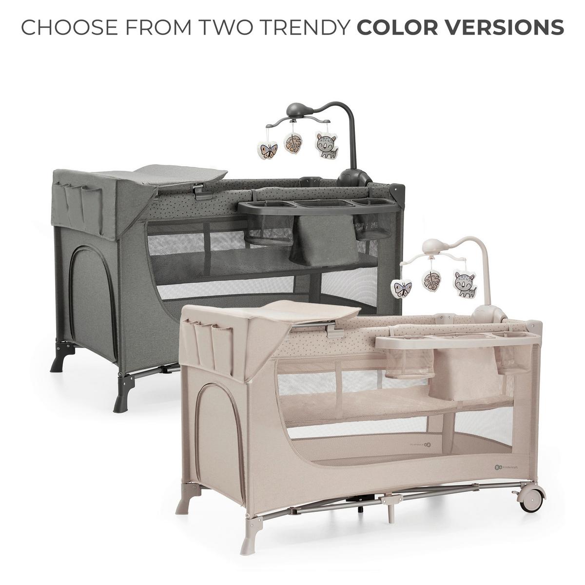 Reisebett Joy 2 3-In-1 Dunkelgrau, Lf: 60x120cm - Dunkelgrau, Basics (60/120cm) - Kinderkraft