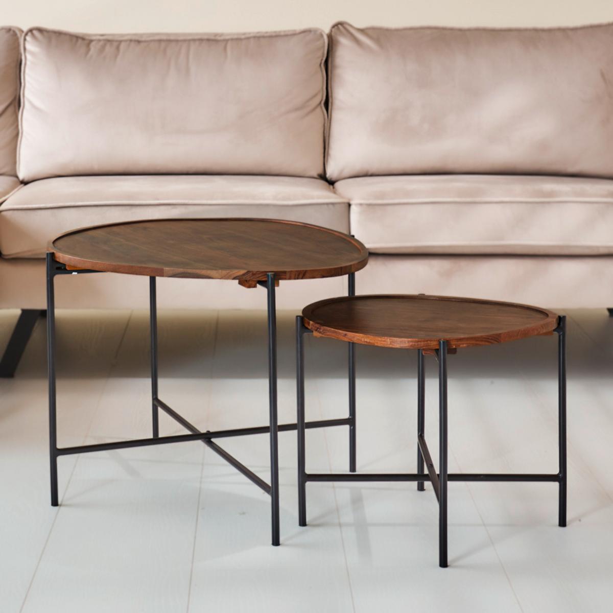 Couchtischset Lisse Braun, 65 Cm - Schwarz/Braun, MODERN, Holz/Metall (65/58/45cm) - MID.YOU