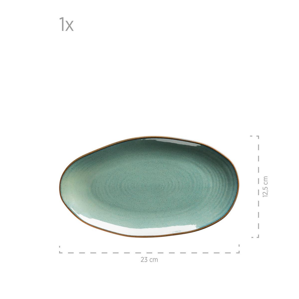 Servierplatte Nottingham 3-Tlg. Oval - Türkis/Grün, Basics, Keramik - Mäser