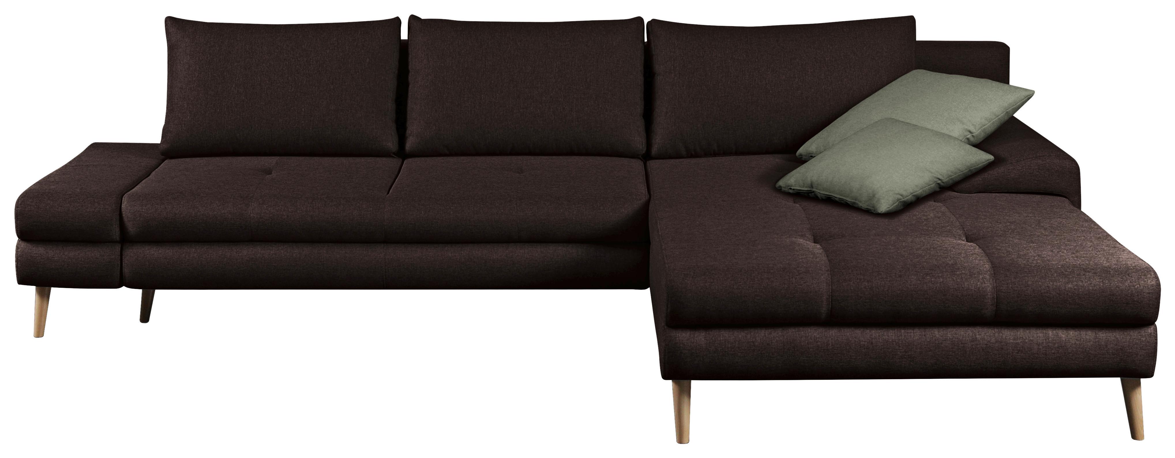 Ecksofa mit Schlaffunktion Floby Stauraum Schwarz - Dunkelbraun/Erlefarben, Trend, Textil (313/215cm) - MID.YOU