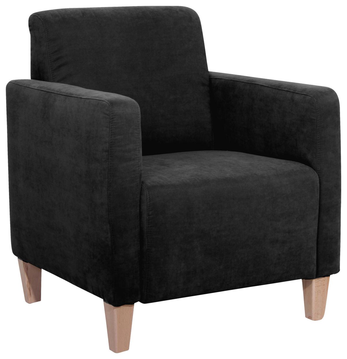 Polstersessel Mit Armlehnen Milla Samt Schwarz - Schwarz/Naturfarben, Design, Textil (71/81/70cm) - Max Winzer