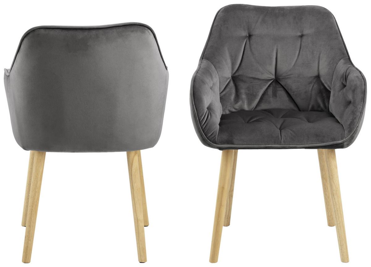 Čalúnené kreslo s podrúčkami BROOKE - farba duba/tmavosivá, Konventionell, kompozitné drevo/textil (58/83/57cm) - Livetastic