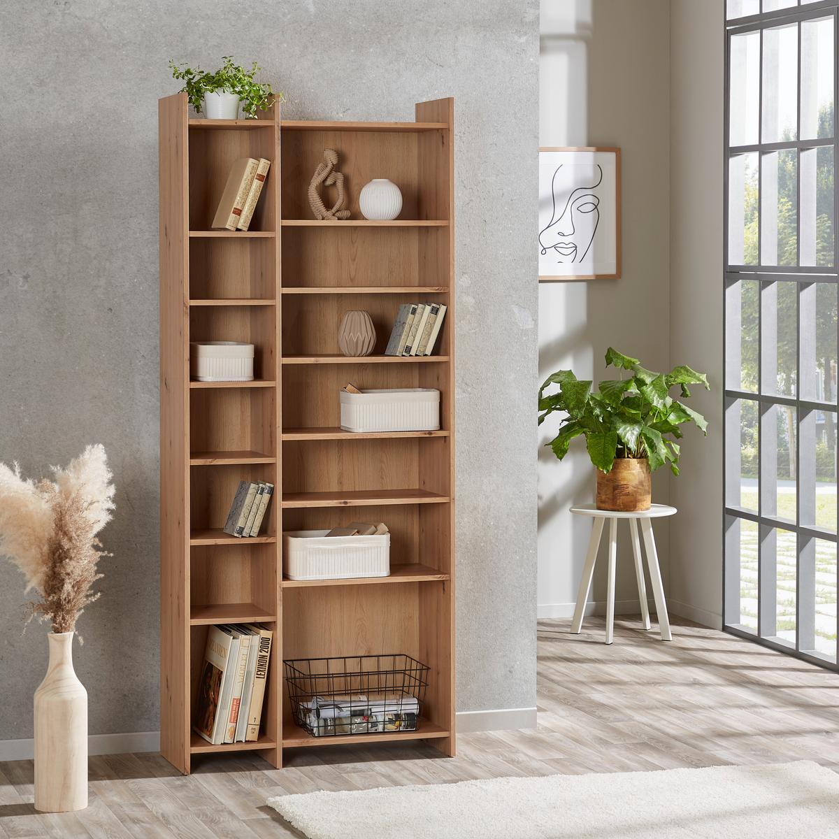 REGÁL LENNY PR 23083-REG/191/80 - čierna/dub artisan, Modern, kompozitné drevo/plast (80/191/31,8cm)