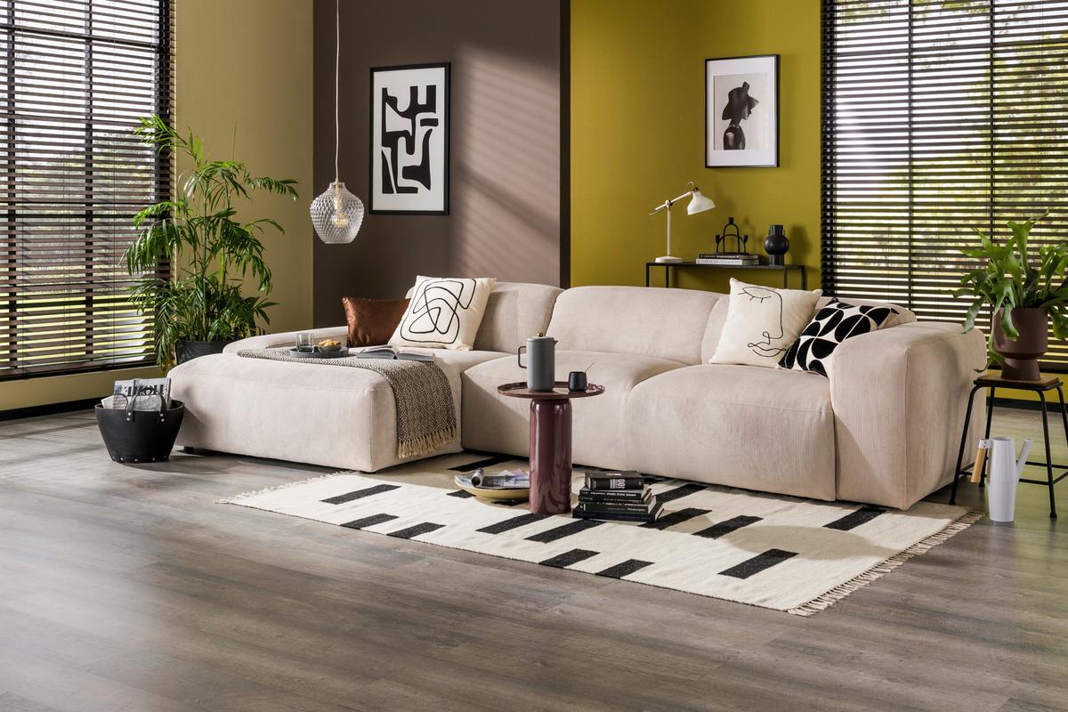 ECKSOFA Hannah Beige S: 170x343cm - Beige/Schwarz, Design, Textil (170/343cm) - MID.YOU