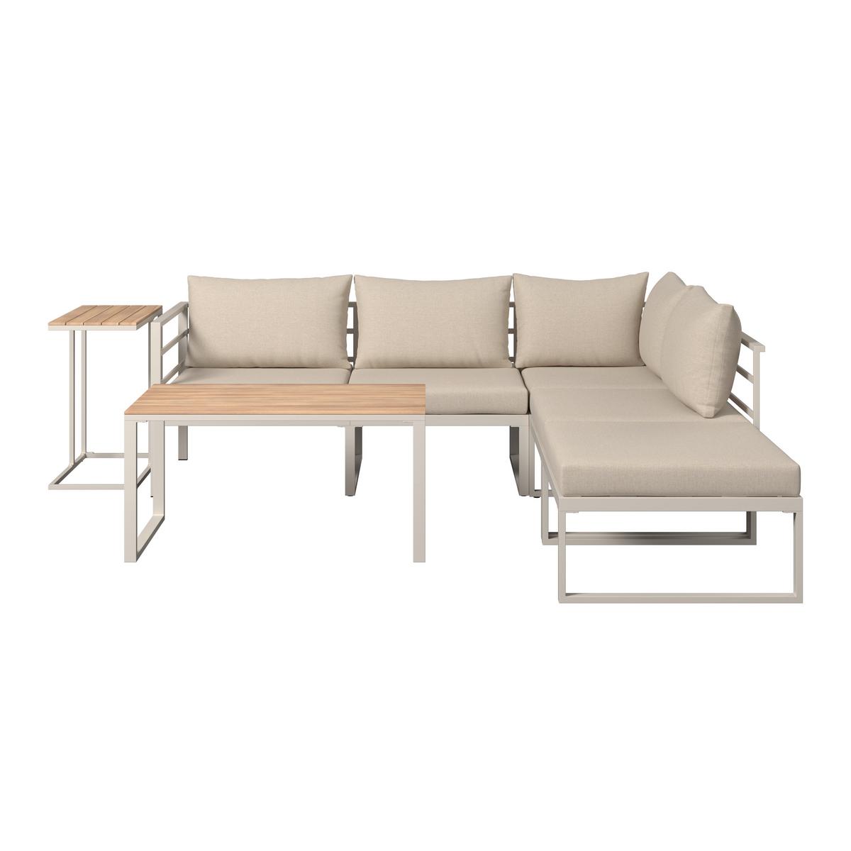 Loungegarnitur Algarve - Beige/Grau, MODERN, Holz/Textil (228/218cm) - Beldano
