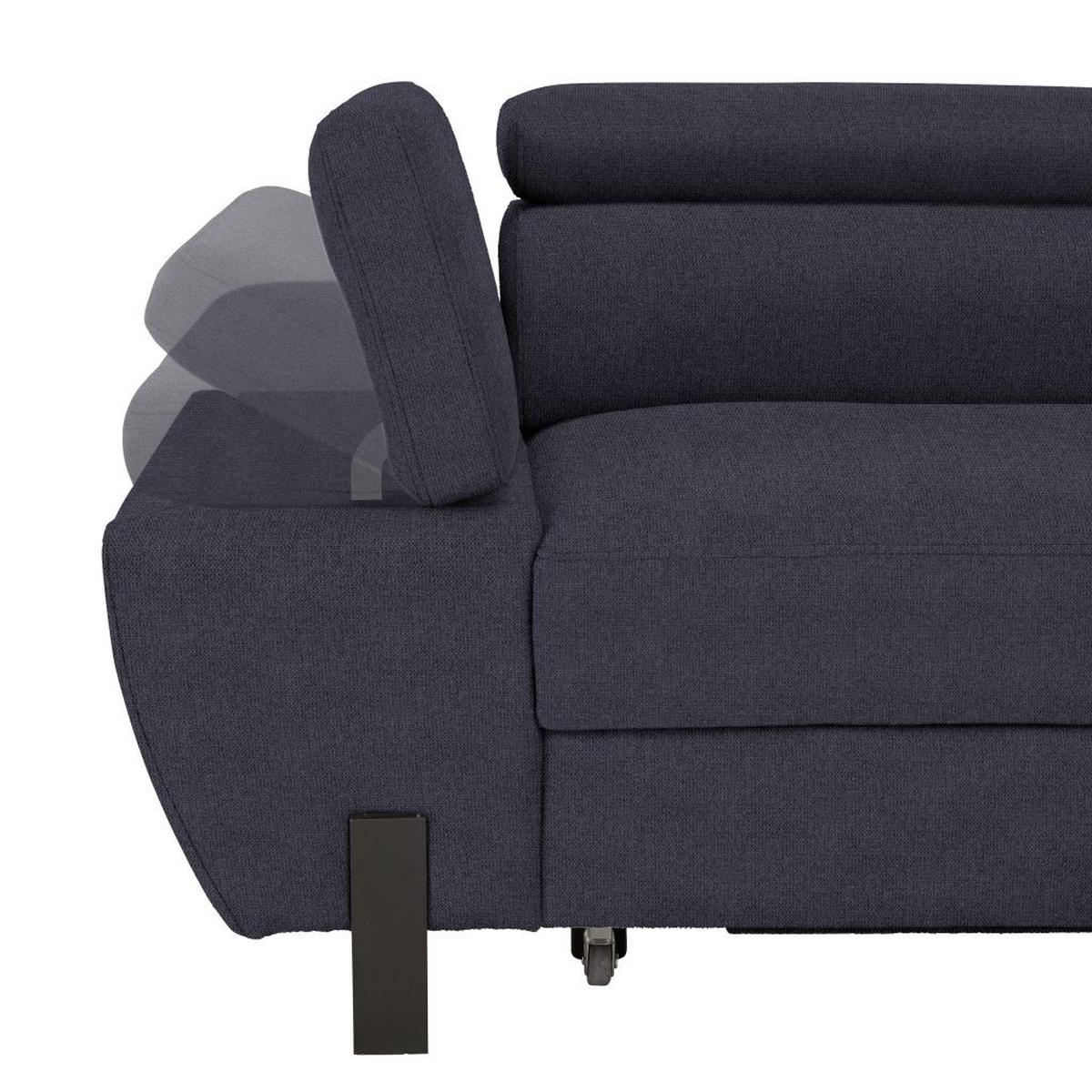 Rohová sedačka MILNA, pravá, tmavě modrá - černá/tmavě modrá, Moderní, kov/textil (277/189cm) - Mömax