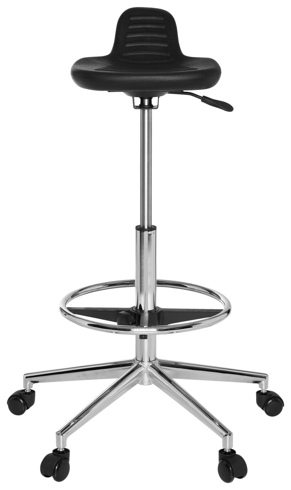 Bürohocker Top Work 03 Schwarz Bis 100kg - Chromfarben/Schwarz, MODERN, Kunststoff/Metall (32/74/35cm) - MID.YOU
