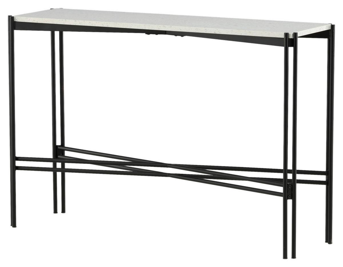 Beistelltisch Razzia - Schwarz/Weiß, Design, Stein/Metall (110/30/75cm) - Livetastic