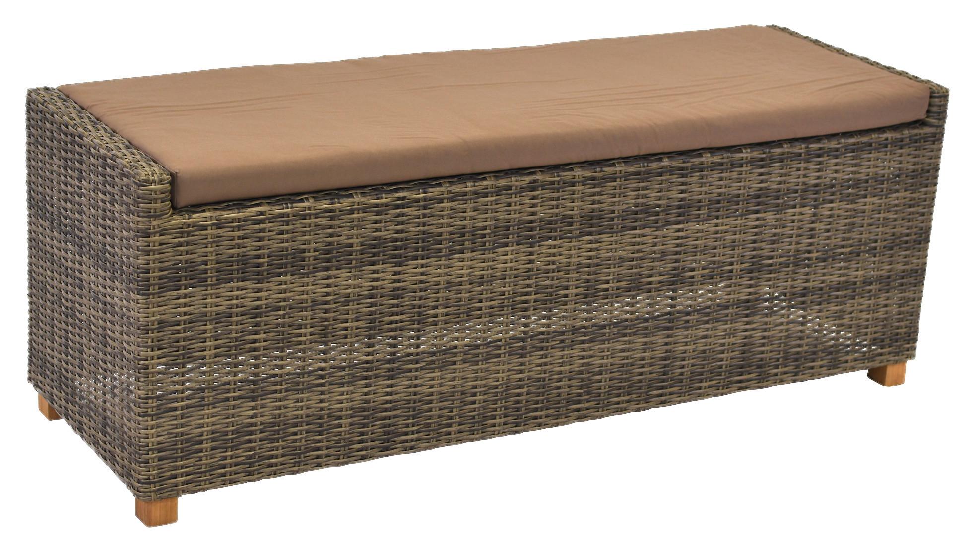 Gartenbank Kunststoff/ Holz/Metall 3-Sitzer Toskana - Akaziefarben/Cappuccino, KONVENTIONELL, Holz/Kunststoff (136/48/47cm) - Gardenson