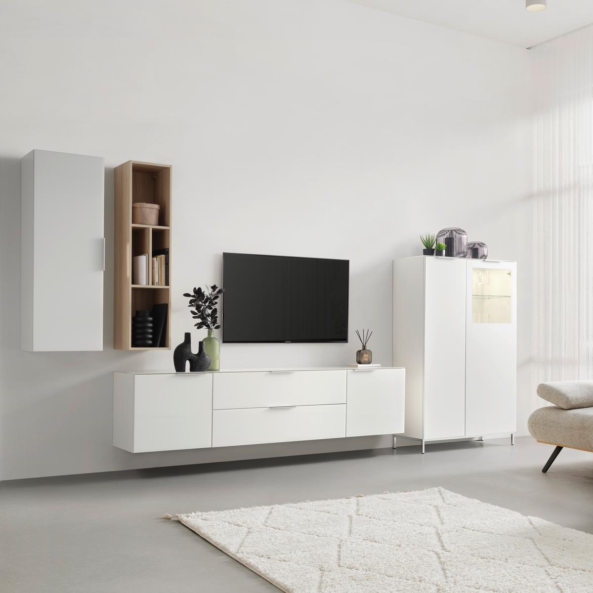 Nástenný regál SIENA dekor dub Riva - barvy dubu, Moderní, kompozitní dřevo/sklo (30/125/30cm) - Premium Living