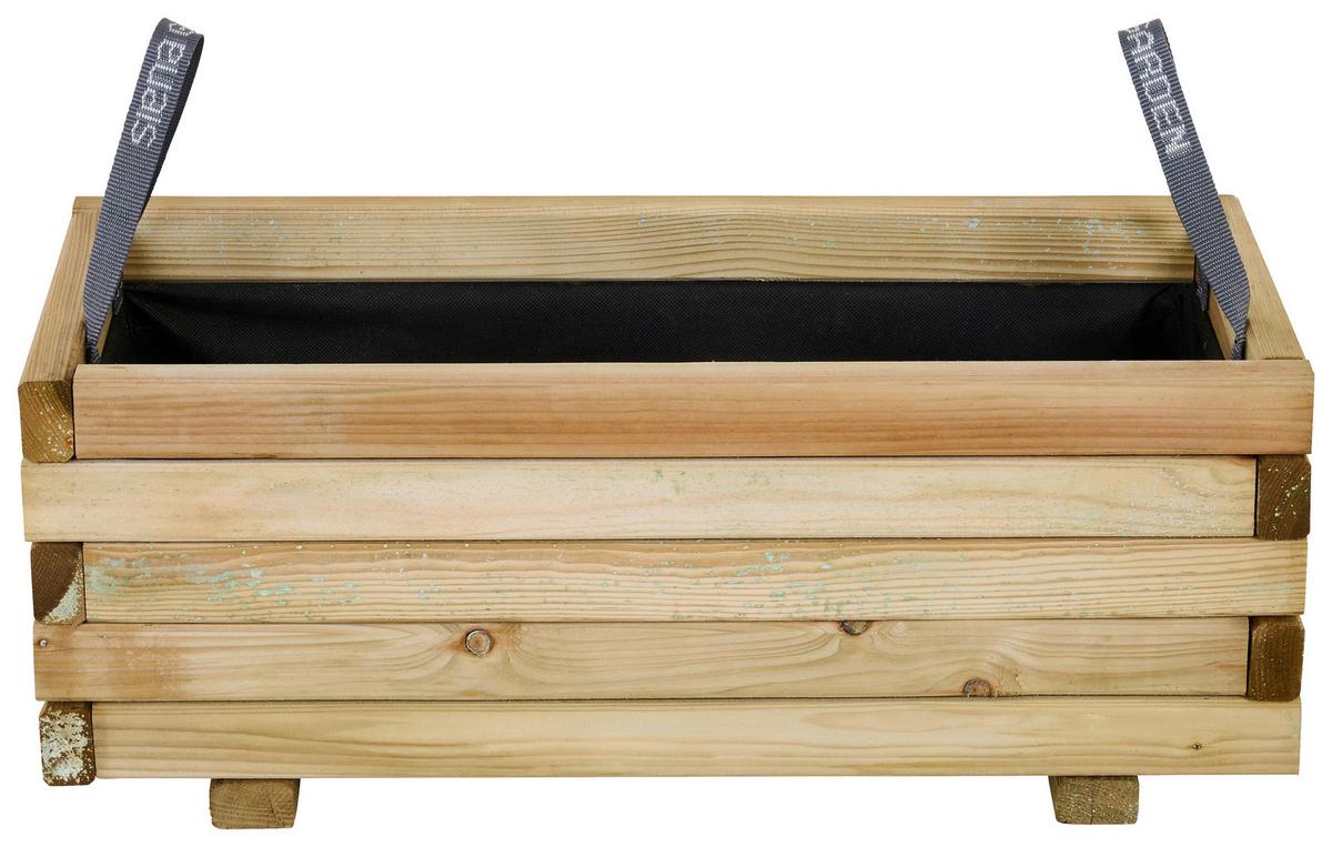 Blumenkasten Schwarz Kieferfarben B: 70 Cm - Schwarz/Kieferfarben, Basics, Holz/Textil (70/30/30cm) - Siena Garden