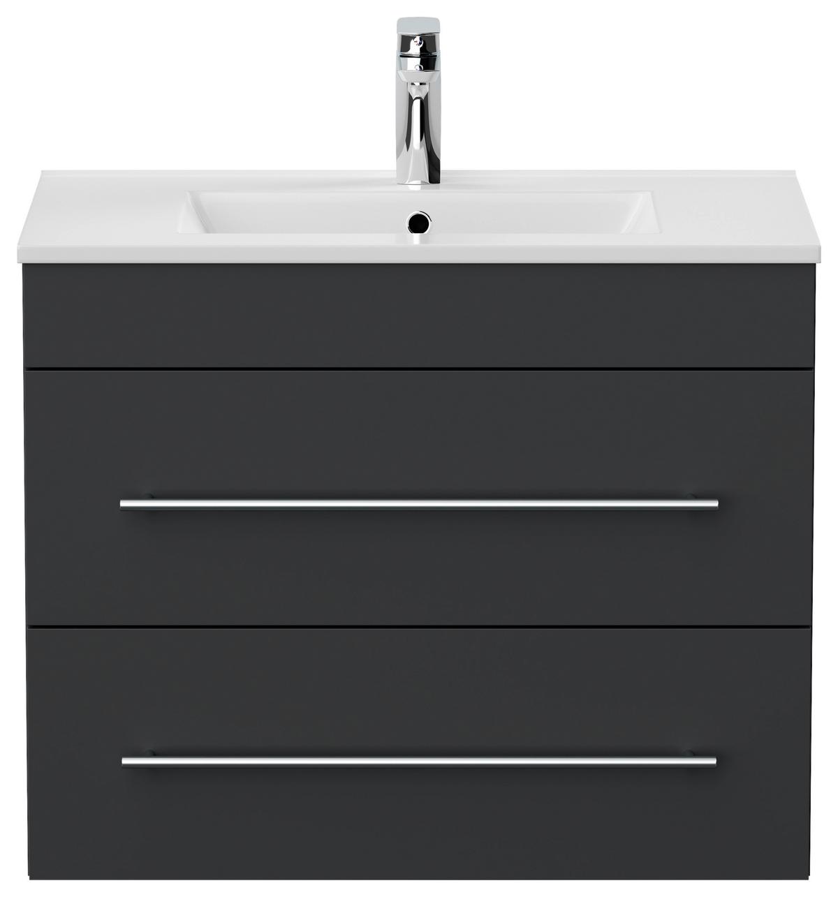 WASCHTISCHKOMBI Artemis, Graphit B: 75,5 cm - Graphitfarben/Weiß, Basics, Keramik/Holzwerkstoff (75,5cm) - MID.YOU