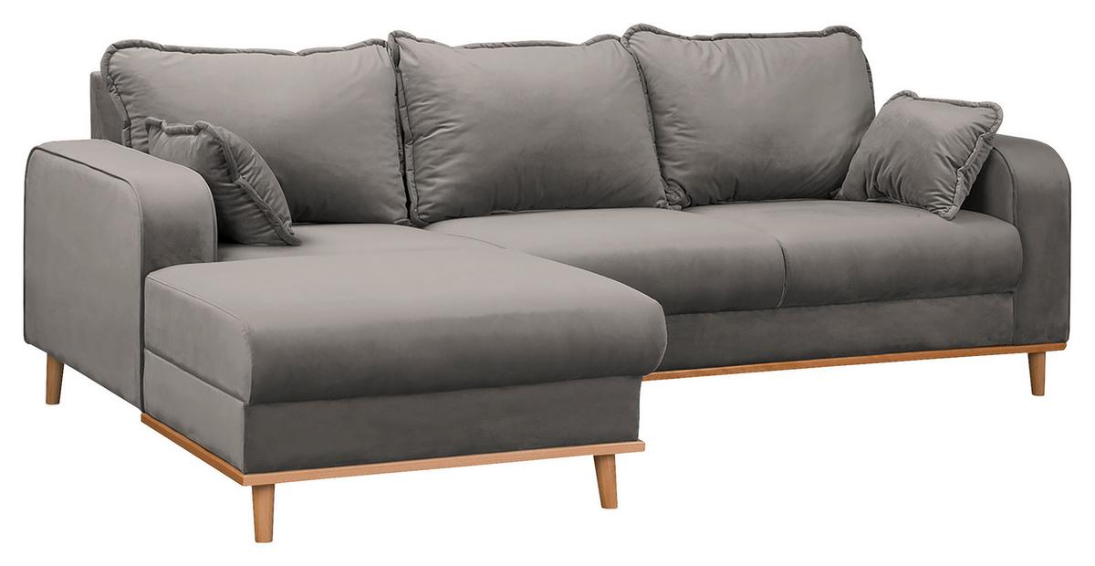 Ecksofa Beata Grau S: 150x230 cm - Wengefarben/Grau, Design, Textil (150/230cm) - Livetastic