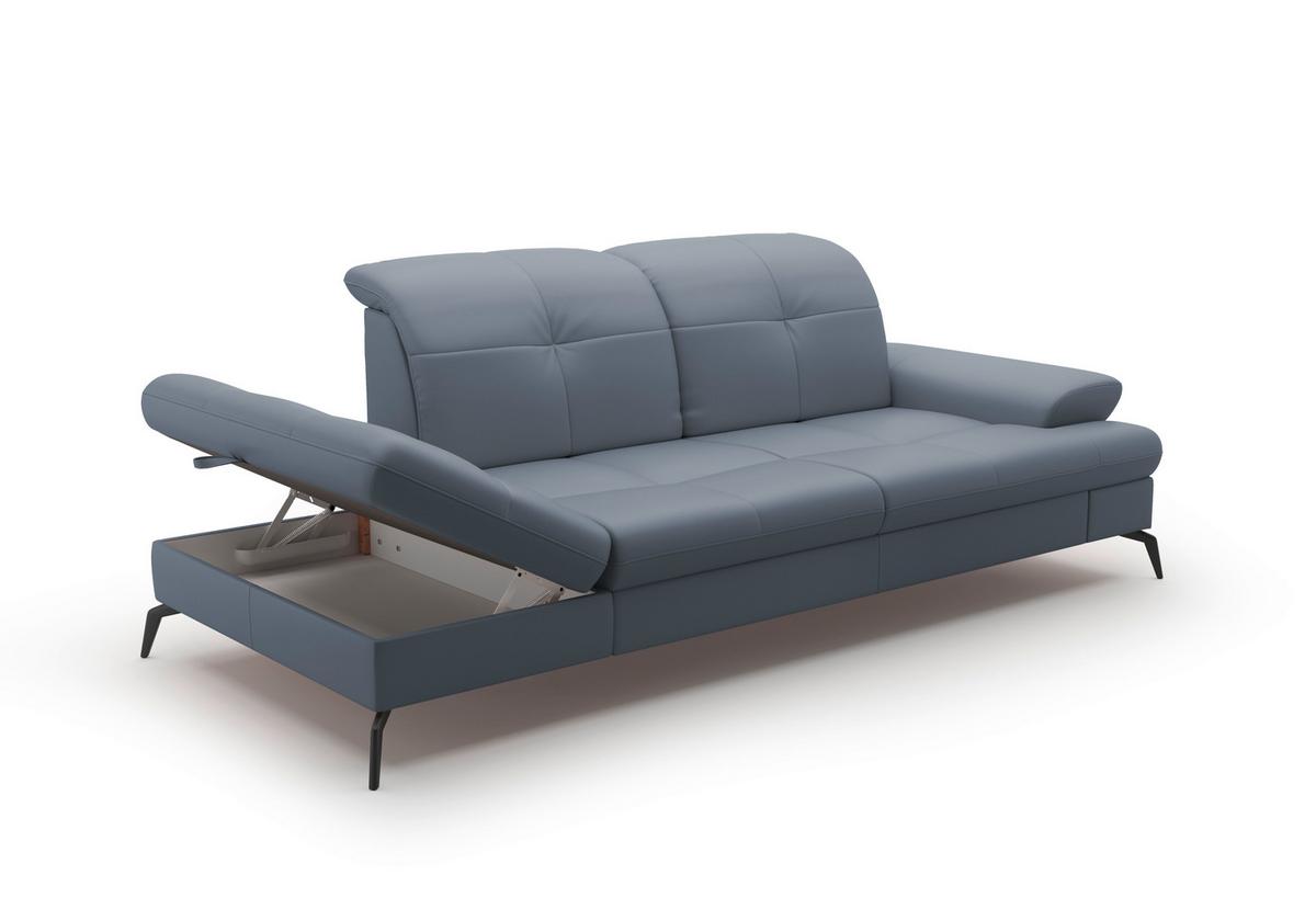 Récamiere Amica E, Graublau B: 231 Cm - Graublau/Schwarz, KONVENTIONELL, Leder (231/90/122cm) - Sit & More