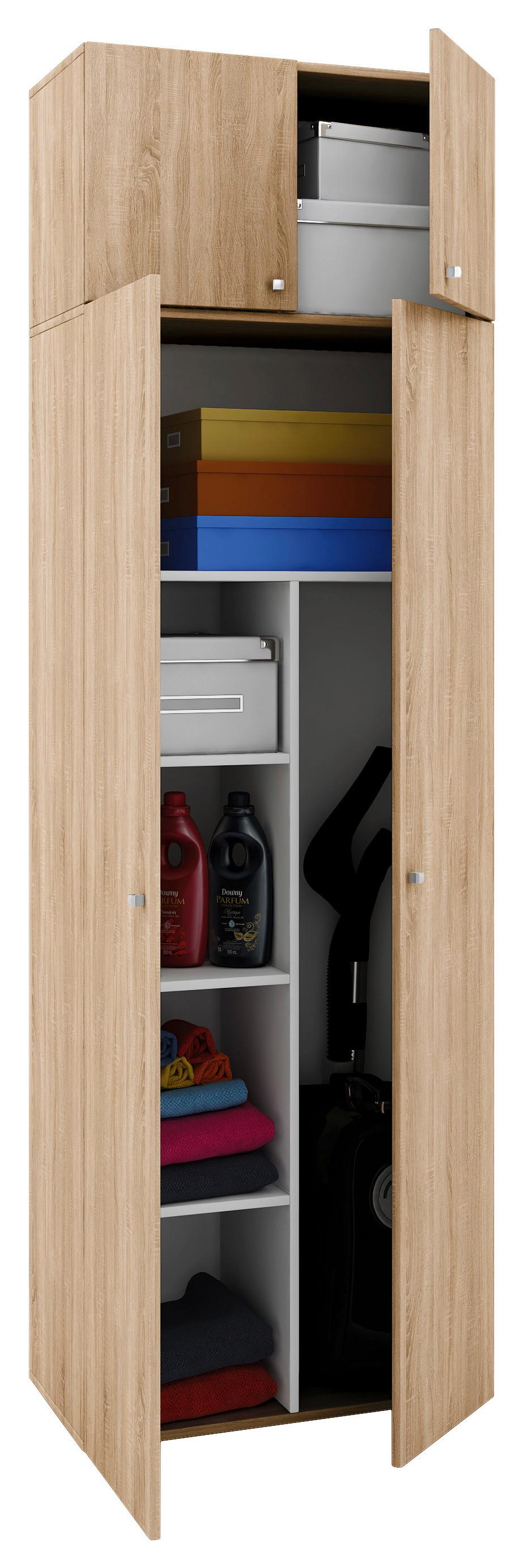 Víceúčelová skříň VANDOL, dub sonoma - černá/barvy stříbra, Moderní, kompozitní dřevo/plast (70/218/39cm) - MID.YOU