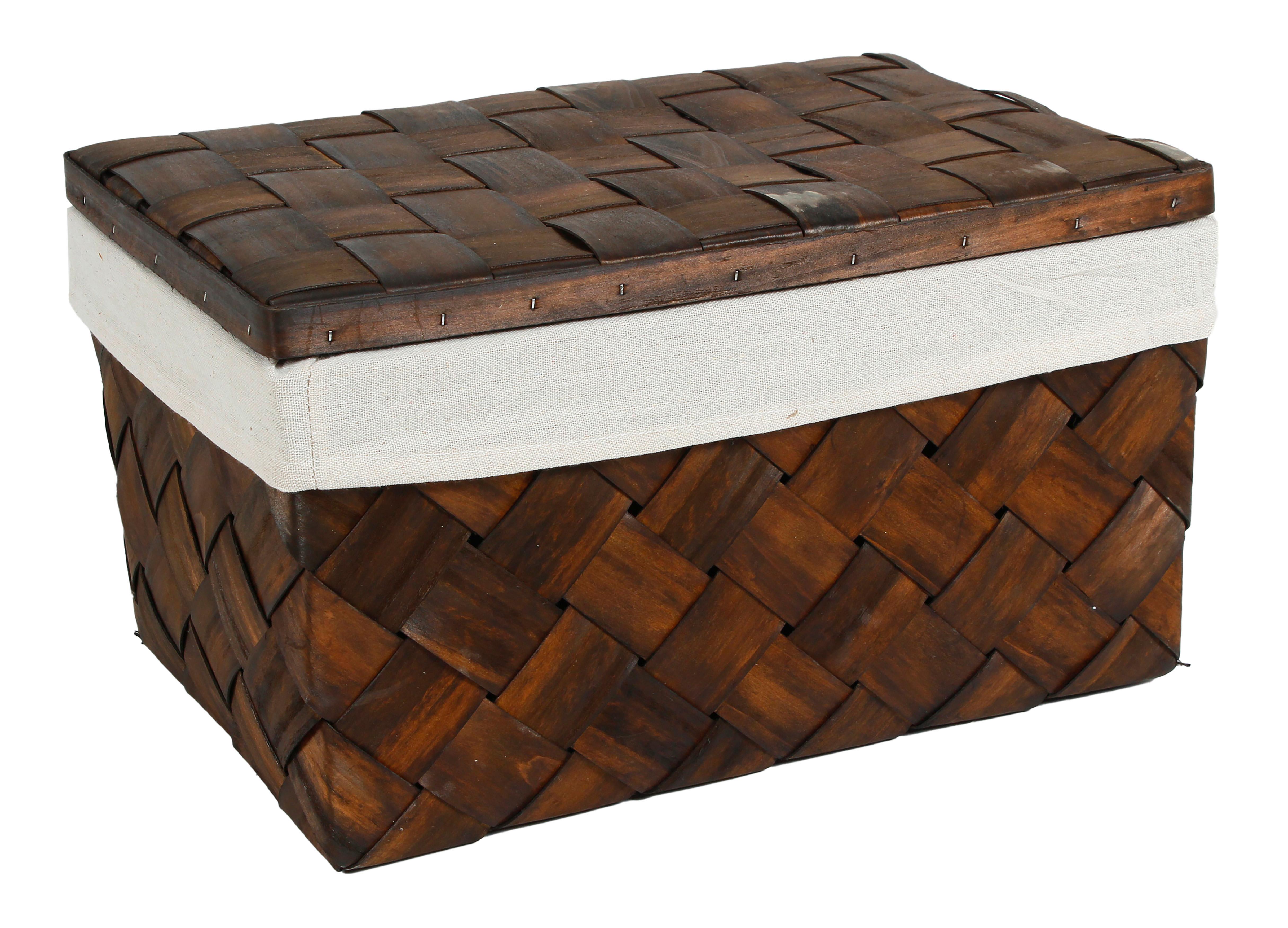 Korb Petra - M - Braun/Weiß, Basics, Holz/Textil (35/22/18,5cm) - Luca Bessoni